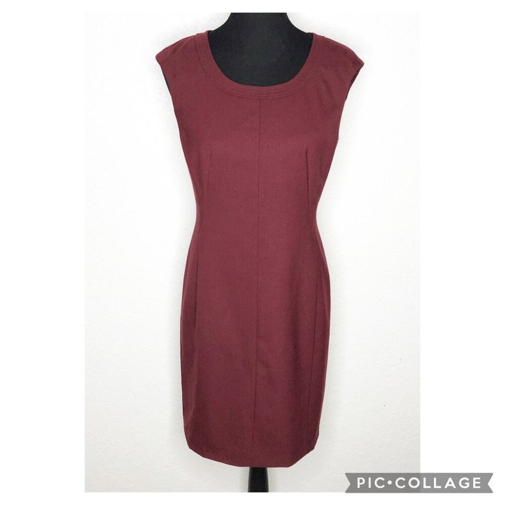 Ann Taylor maroon wool blend cap sleeve sheath dress size 6 Petite 6P NWT